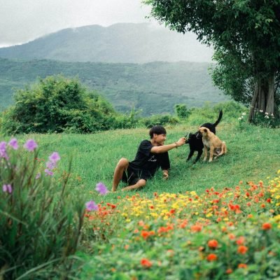 person-sit-on-the-grass-with-dog